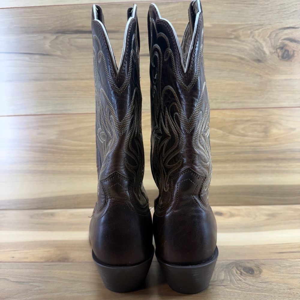 Ariat Brown Embroidered Leather Western Ankle Boots - Picture 8 of 12